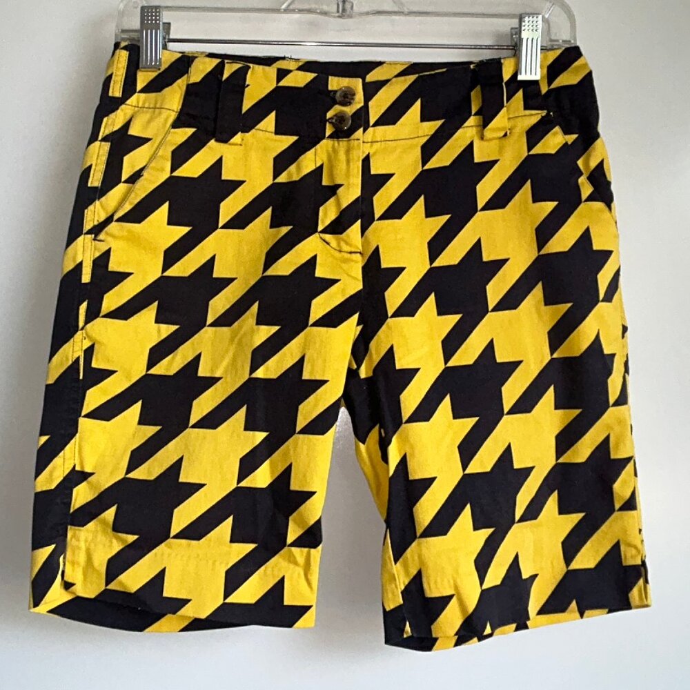 LOUDMOUTH GOLF Shorts Women's Size 0 Houndstooth Black Yellow